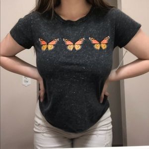 NEW Gray Tee Butterfly Top